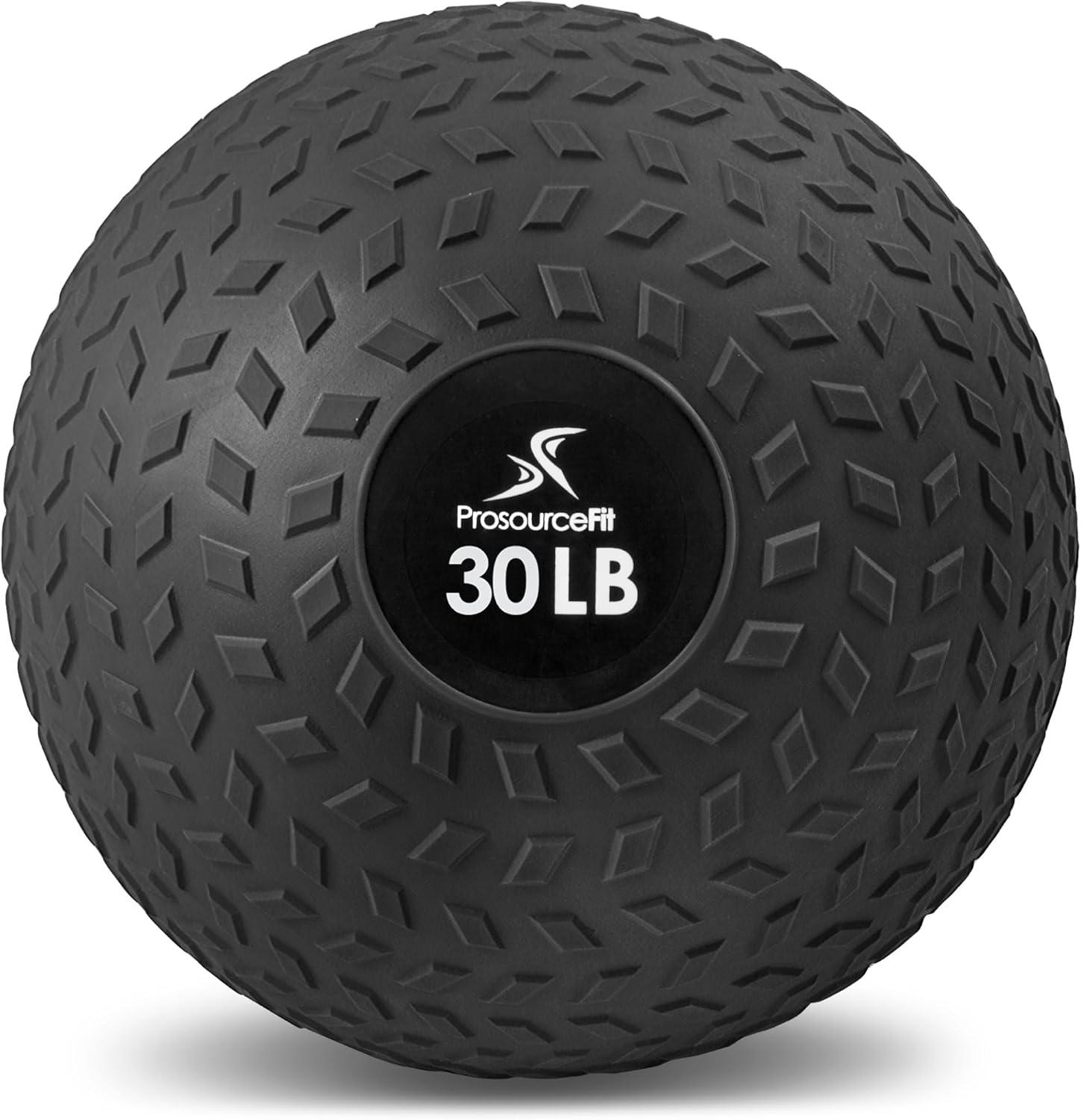 imageProsourceFit Slam Medicine Balls 5 10 15 20 25 30 50lbs Smooth and Tread Textured Grip Dead Weight Balls for Strength and Conditioning Exercises Cardio and Core WorkoutsTread  Black