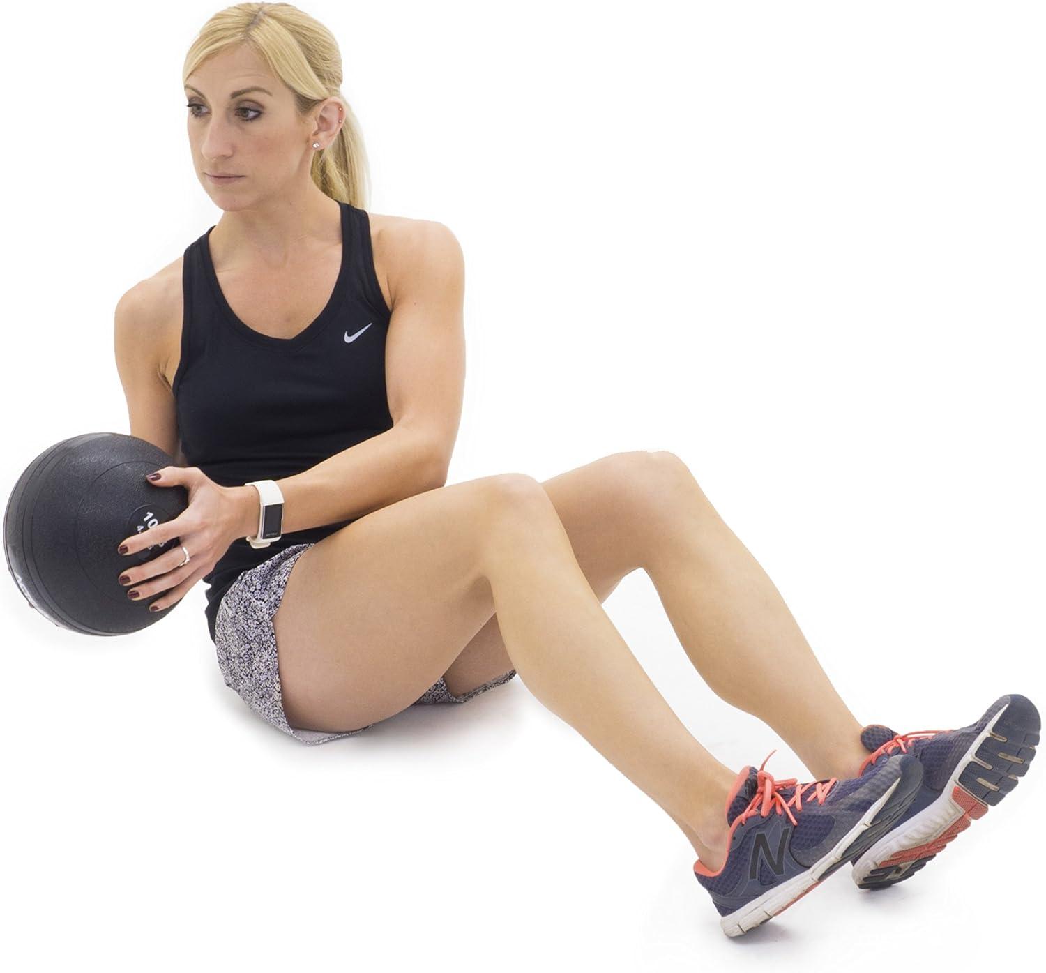 imageProsourceFit Slam Medicine Balls 5 10 15 20 25 30 50lbs Smooth and Tread Textured Grip Dead Weight Balls for Strength and Conditioning Exercises Cardio and Core WorkoutsClassic  Black