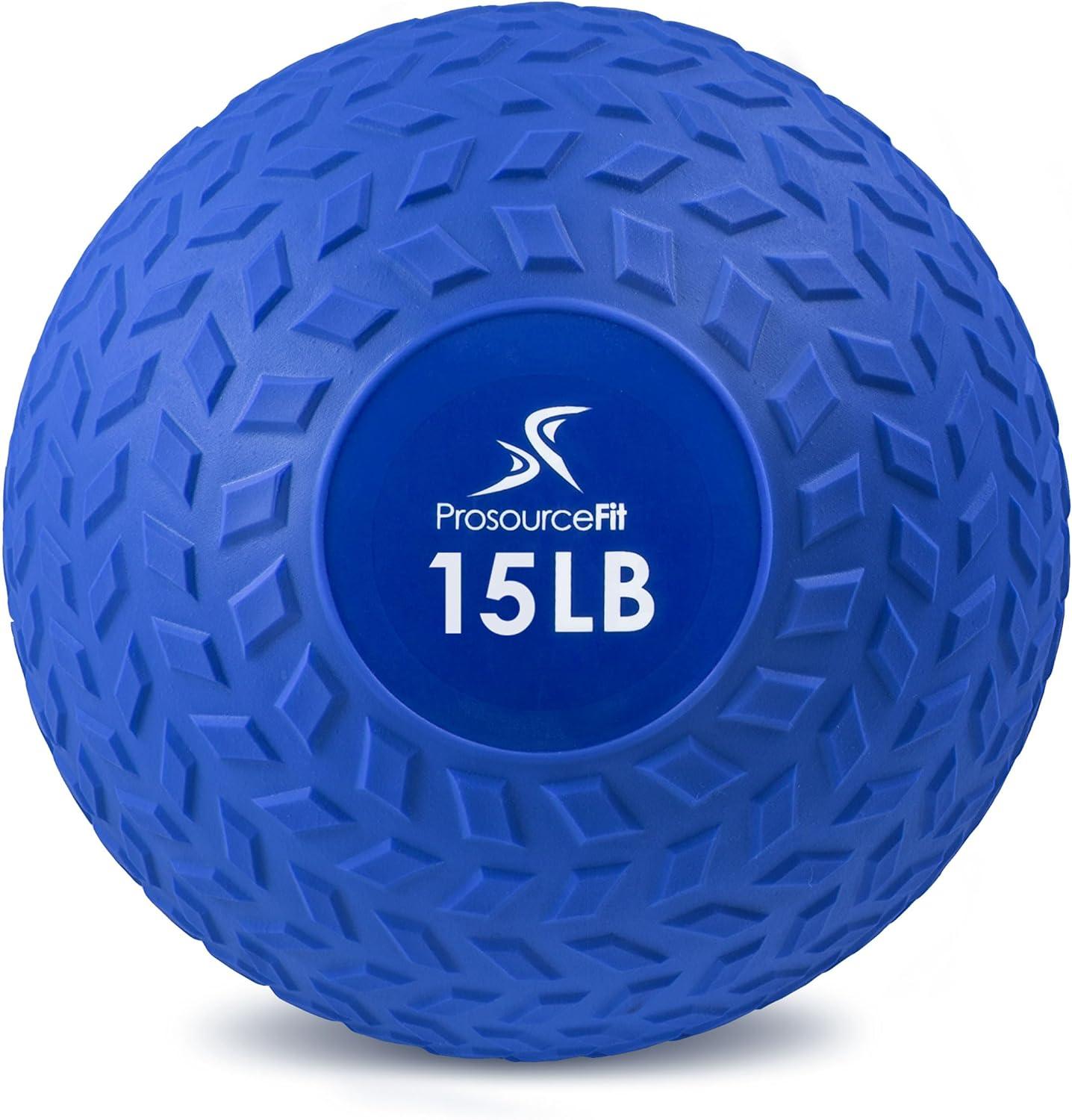 imageProsourceFit Slam Medicine Balls 5 10 15 20 25 30 50lbs Smooth and Tread Textured Grip Dead Weight Balls for Strength and Conditioning Exercises Cardio and Core WorkoutsBlue