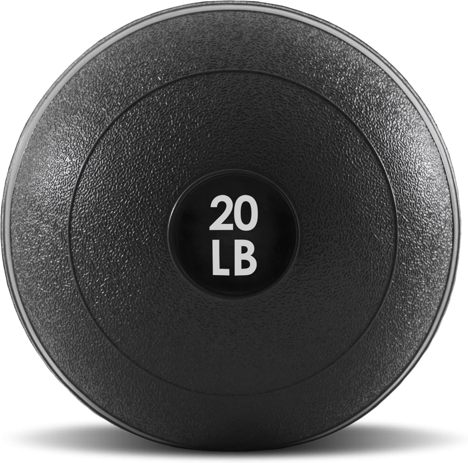 imageProsourceFit Slam Medicine Balls 5 10 15 20 25 30 50lbs Smooth and Tread Textured Grip Dead Weight Balls for Strength and Conditioning Exercises Cardio and Core WorkoutsClassic  Black