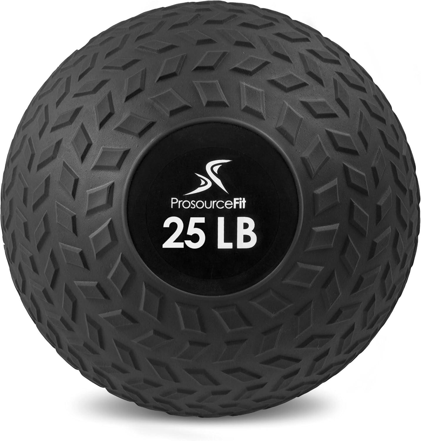 imageProsourceFit Slam Medicine Balls 5 10 15 20 25 30 50lbs Smooth and Tread Textured Grip Dead Weight Balls for Strength and Conditioning Exercises Cardio and Core WorkoutsTread  Black