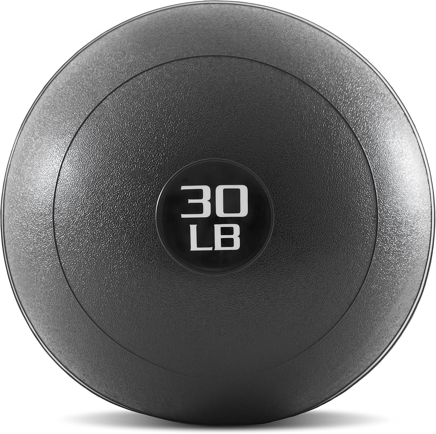 imageProsourceFit Slam Medicine Balls 5 10 15 20 25 30 50lbs Smooth and Tread Textured Grip Dead Weight Balls for Strength and Conditioning Exercises Cardio and Core WorkoutsClassic  Black