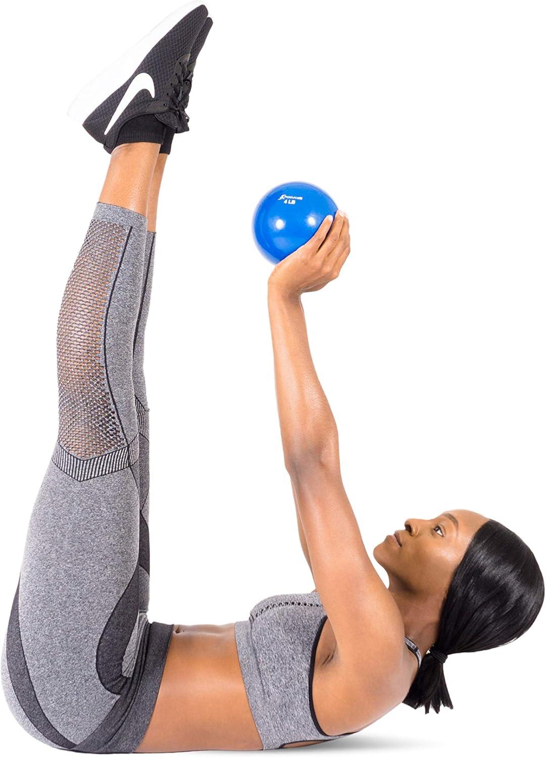 imageProsourceFit Weighted Toning Exercise Balls for Pilates Yoga Strength Training and Physical Therapy 2 lb to 8 lb Color CodedBlue 4lb