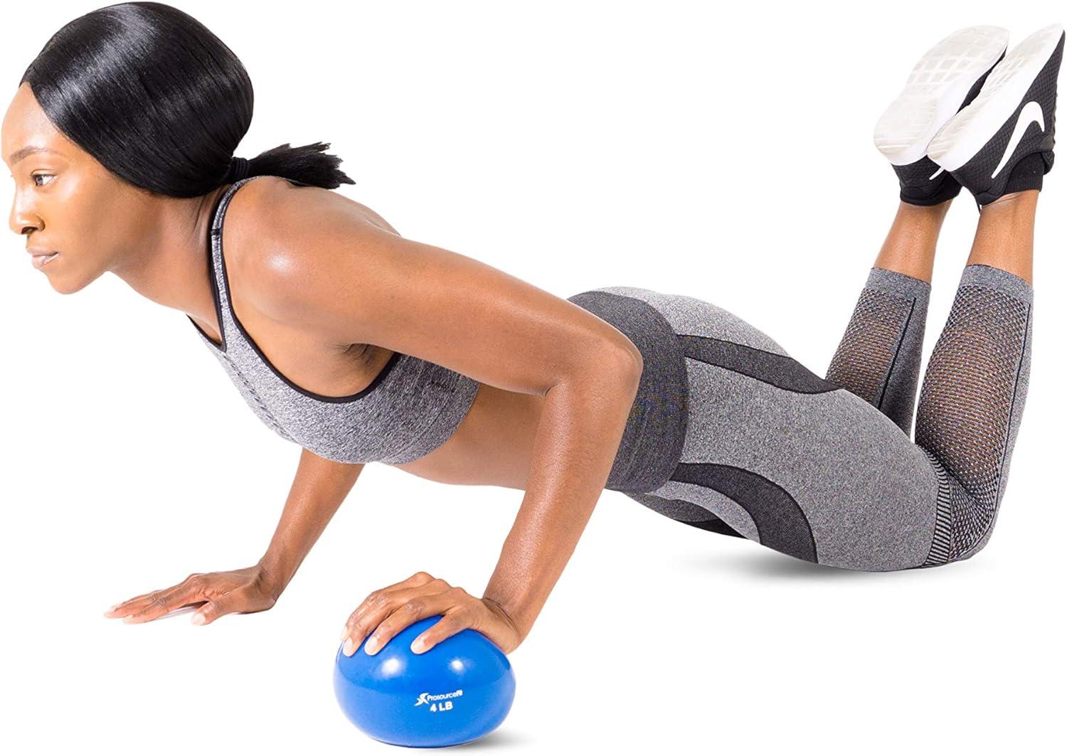 imageProsourceFit Weighted Toning Exercise Balls for Pilates Yoga Strength Training and Physical Therapy 2 lb to 8 lb Color CodedBlue 4lb