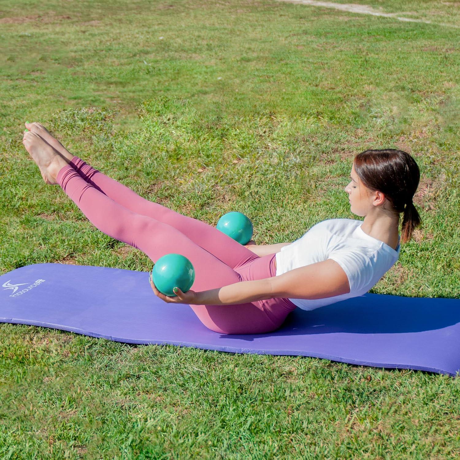 imageProsourceFit Weighted Toning Exercise Balls for Pilates Yoga Strength Training and Physical Therapy 2 lb to 8 lb Color CodedGreen 2lb