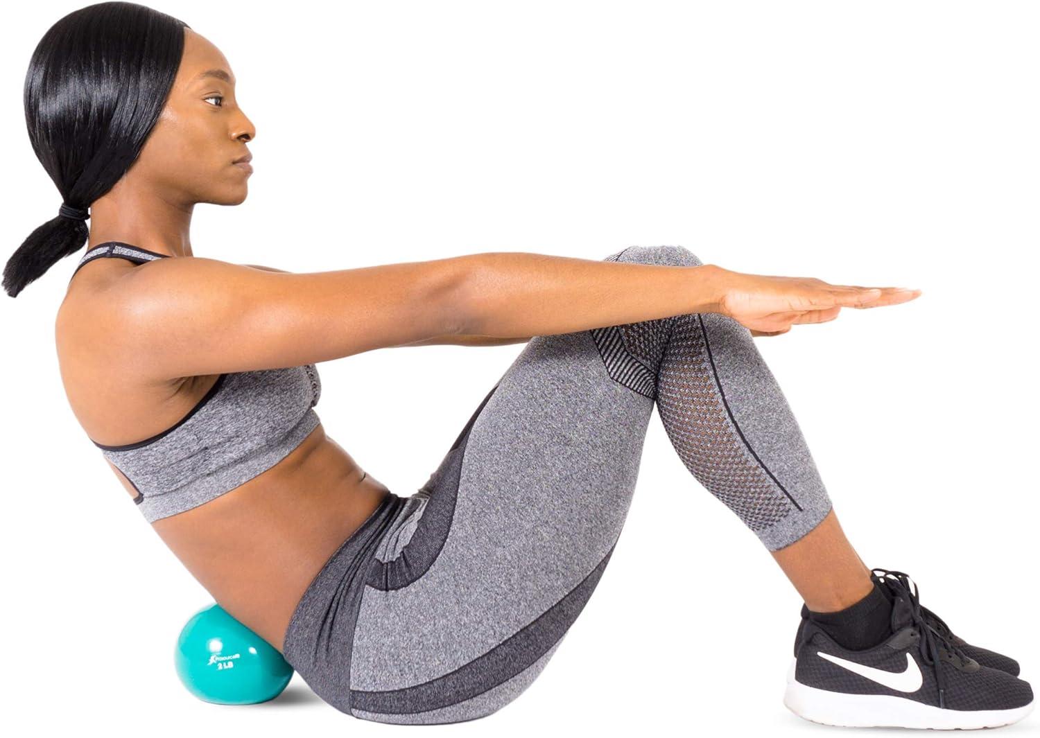 imageProsourceFit Weighted Toning Exercise Balls for Pilates Yoga Strength Training and Physical Therapy 2 lb to 8 lb Color CodedGreen 2lb