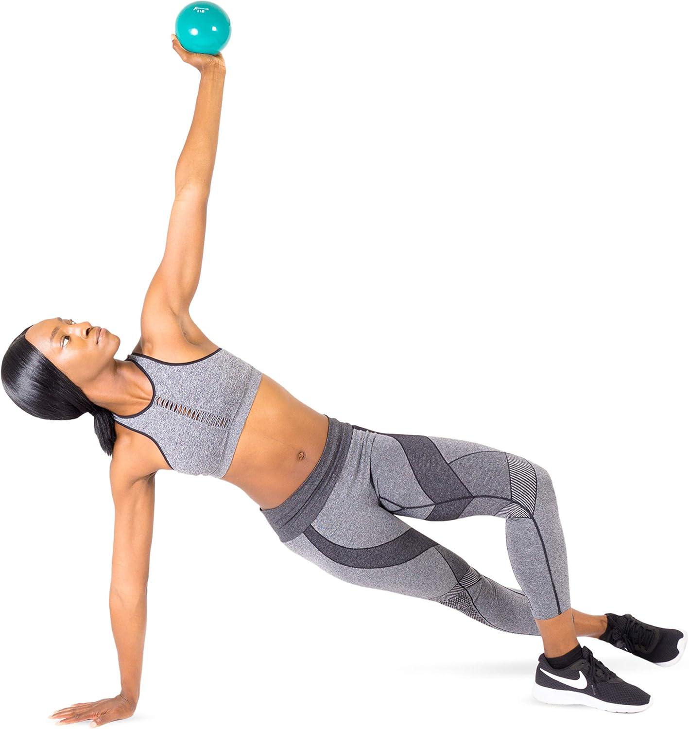 imageProsourceFit Weighted Toning Exercise Balls for Pilates Yoga Strength Training and Physical Therapy 2 lb to 8 lb Color CodedGreen 2lb
