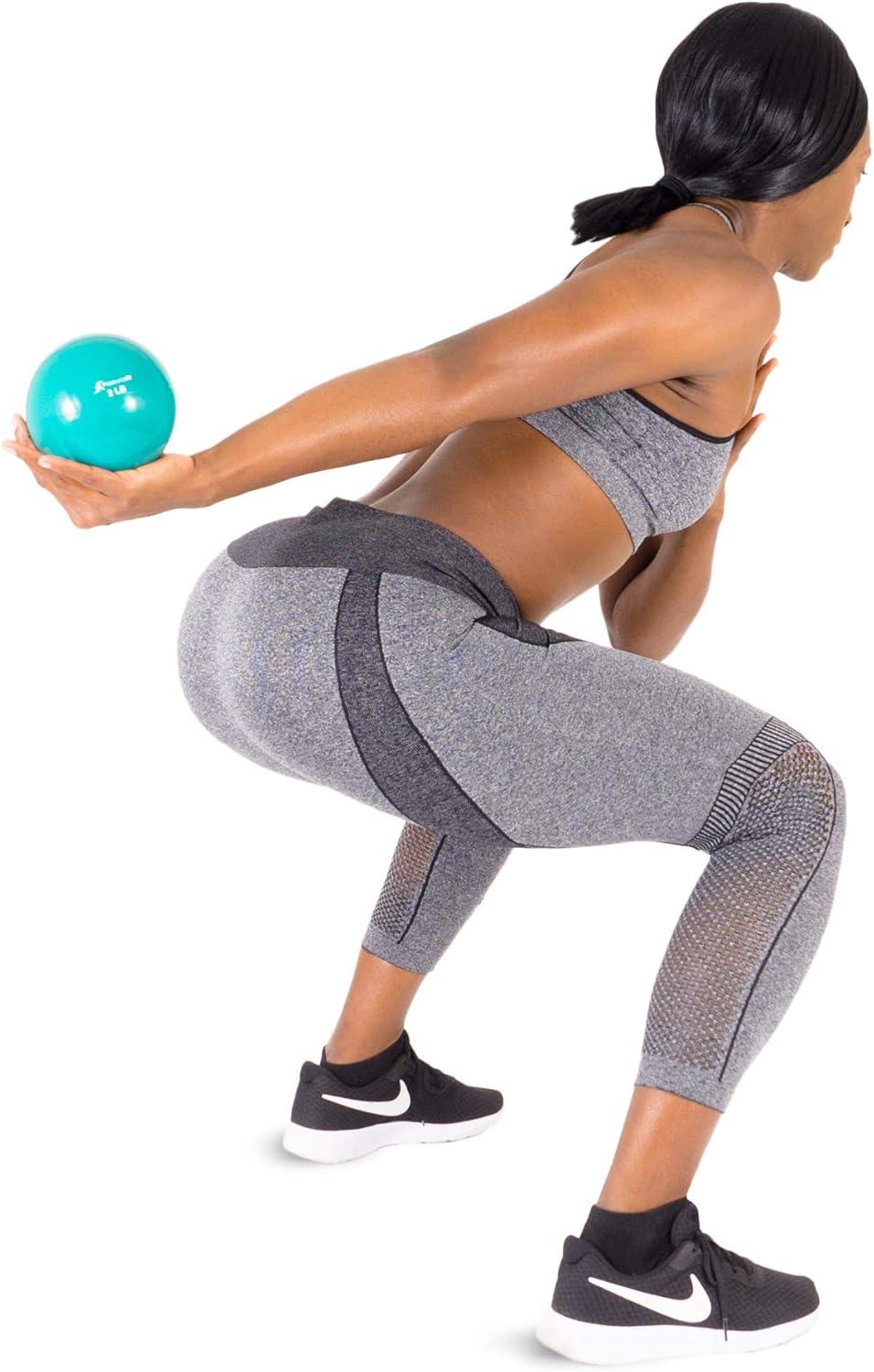 imageProsourceFit Weighted Toning Exercise Balls for Pilates Yoga Strength Training and Physical Therapy 2 lb to 8 lb Color CodedGreen 2lb