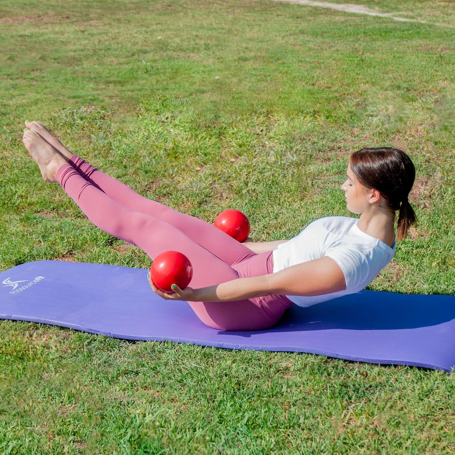 imageProsourceFit Weighted Toning Exercise Balls for Pilates Yoga Strength Training and Physical Therapy 2 lb to 8 lb Color CodedRed 3lb