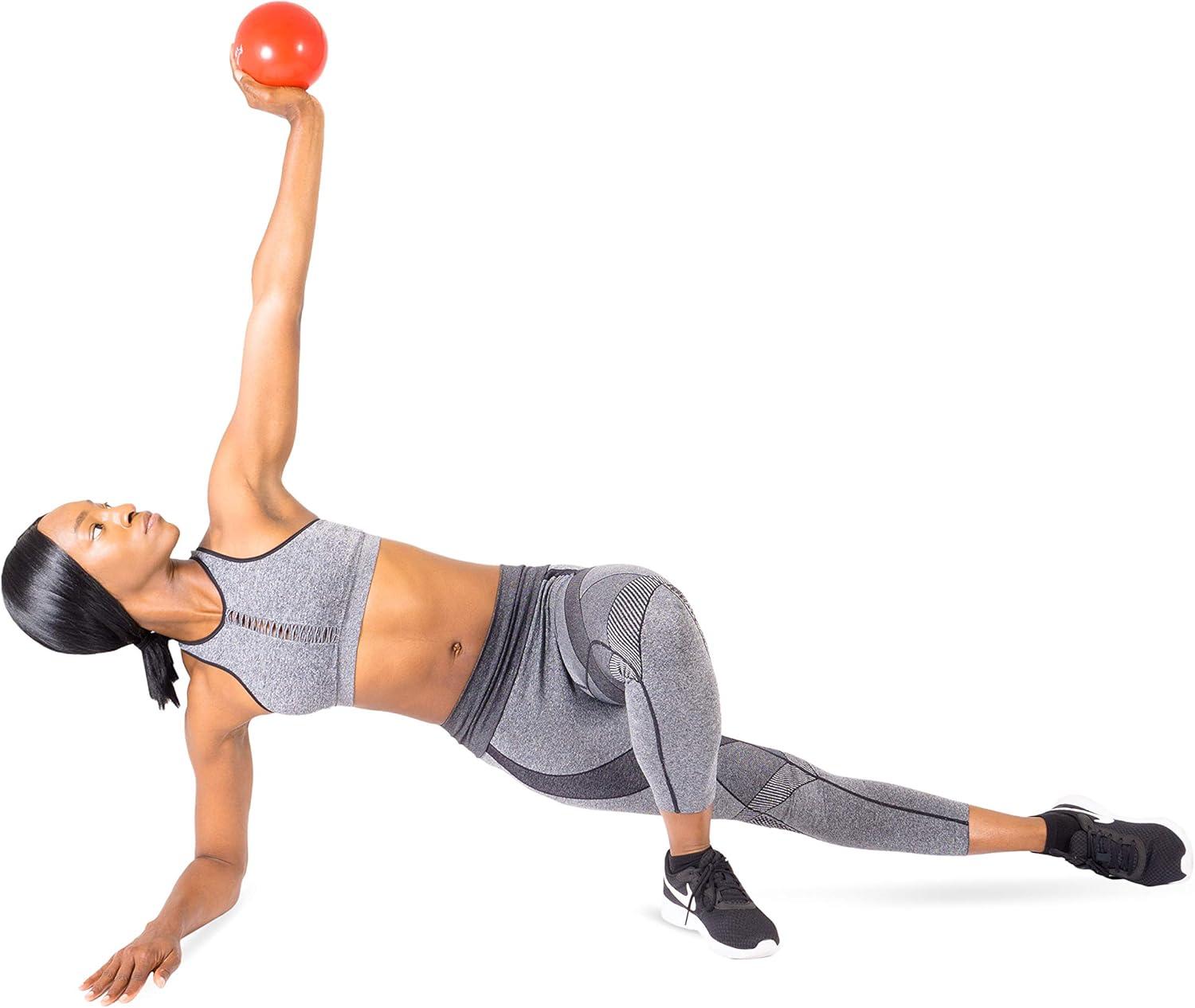imageProsourceFit Weighted Toning Exercise Balls for Pilates Yoga Strength Training and Physical Therapy 2 lb to 8 lb Color CodedRed 3lb