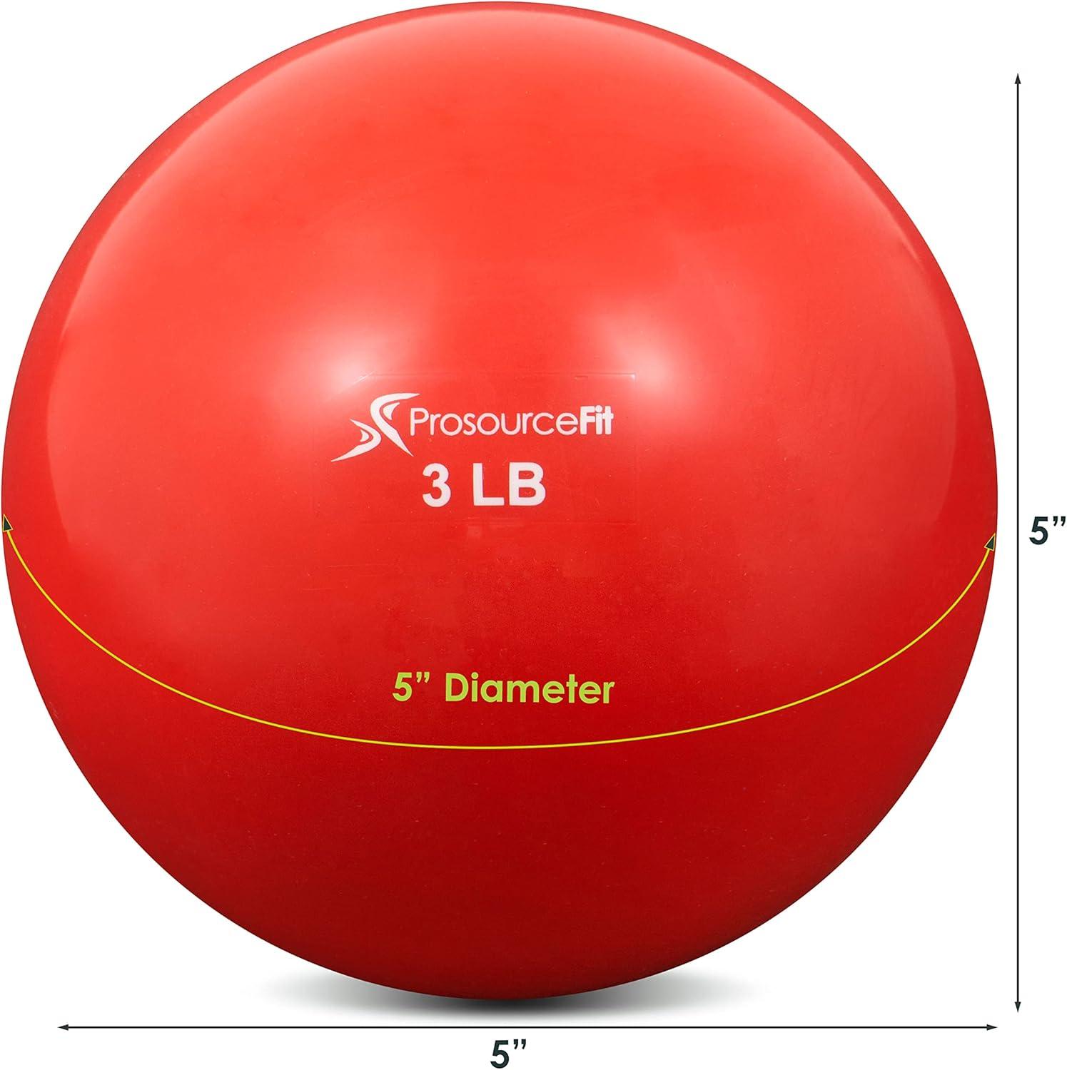 imageProsourceFit Weighted Toning Exercise Balls for Pilates Yoga Strength Training and Physical Therapy 2 lb to 8 lb Color CodedRed 3lb
