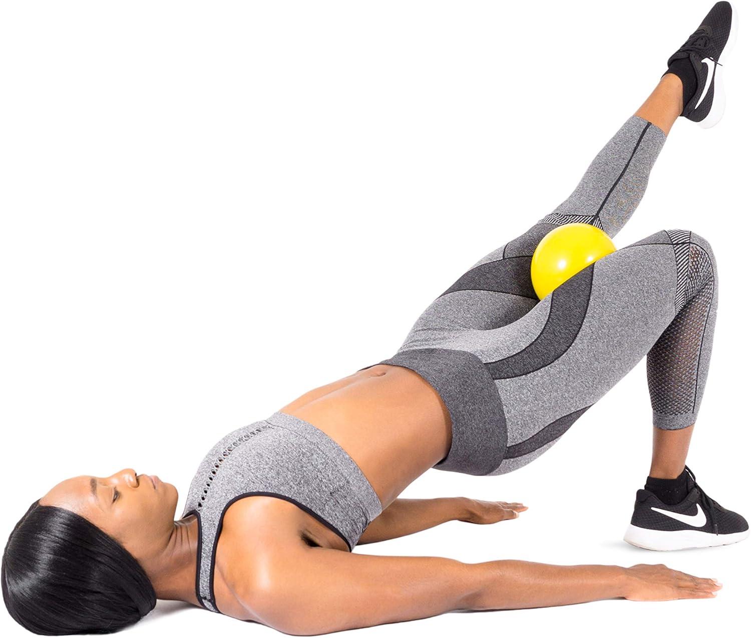 imageProsourceFit Weighted Toning Exercise Balls for Pilates Yoga Strength Training and Physical Therapy 2 lb to 8 lb Color CodedYellow 5lb