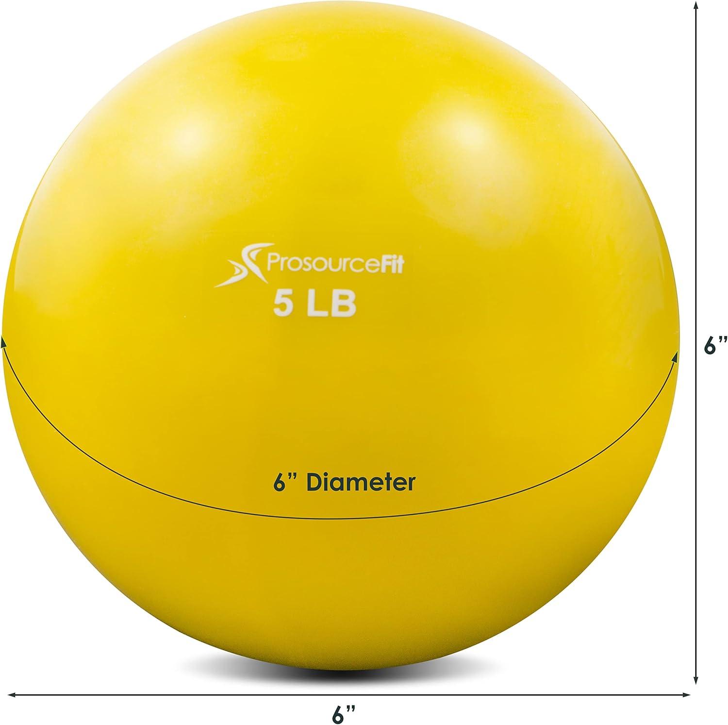 imageProsourceFit Weighted Toning Exercise Balls for Pilates Yoga Strength Training and Physical Therapy 2 lb to 8 lb Color CodedYellow 5lb