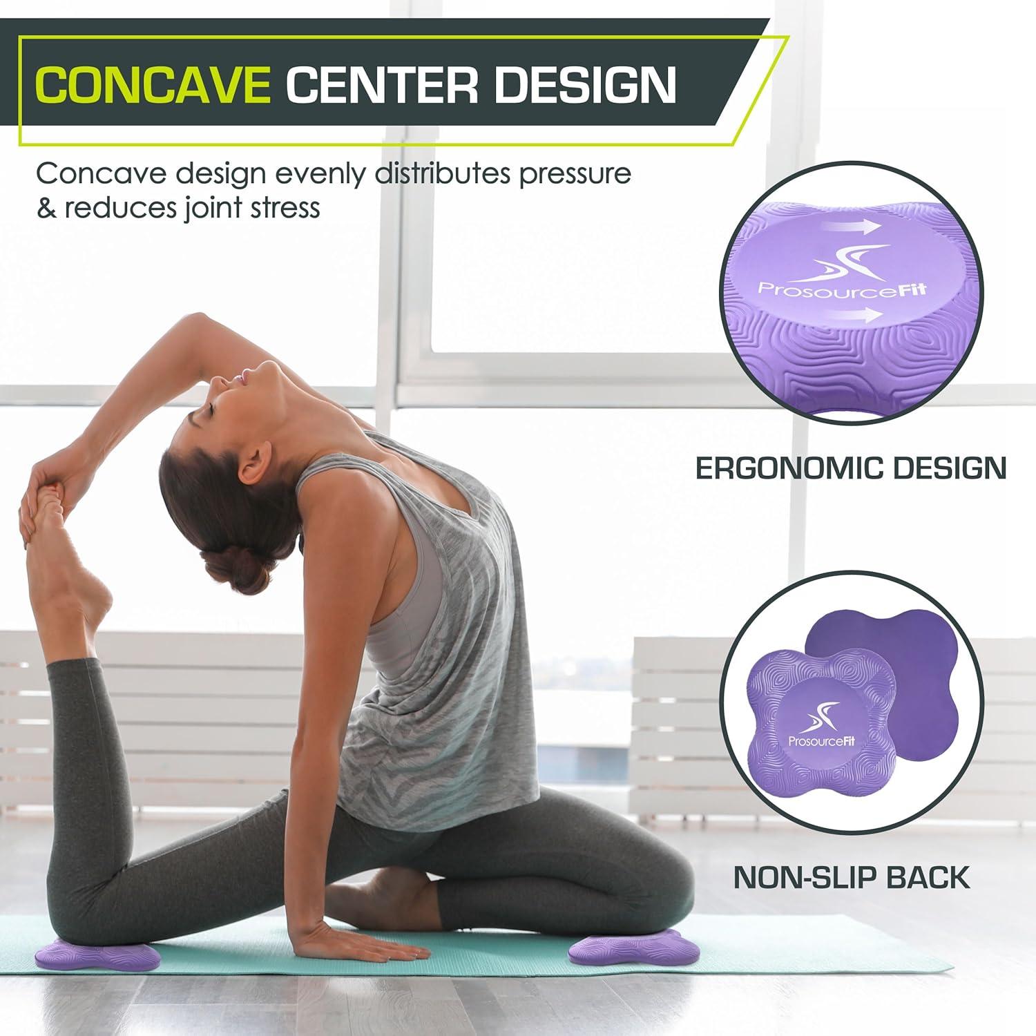 imageProsourceFit Yoga Knee Support Pads Set of 2 NonSlip Knee Pad for Yoga Pilates Meditation and Stretching Exercise Yoga Accessories for Knee Support for Men and Women PurplePurple