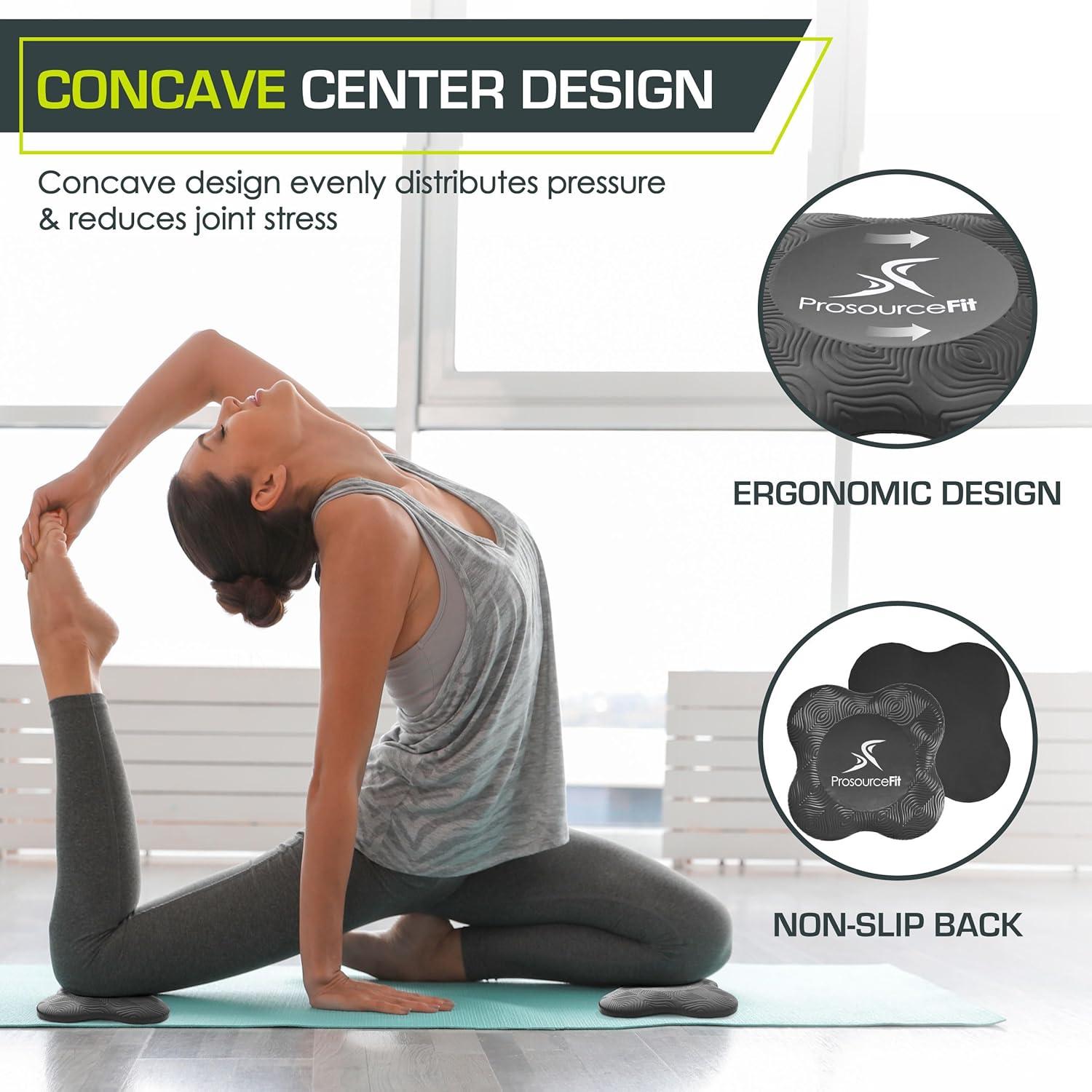 imageProsourceFit Yoga Knee Support Pads Set of 2 NonSlip Knee Pad for Yoga Pilates Meditation and Stretching Exercise Yoga Accessories for Knee Support for Men and Women PurpleBlack