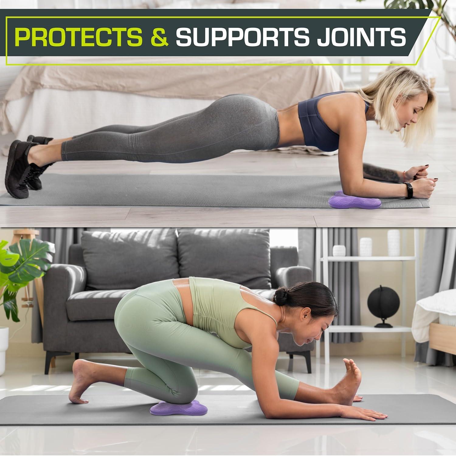 imageProsourceFit Yoga Knee Support Pads Set of 2 NonSlip Knee Pad for Yoga Pilates Meditation and Stretching Exercise Yoga Accessories for Knee Support for Men and Women PurplePurple