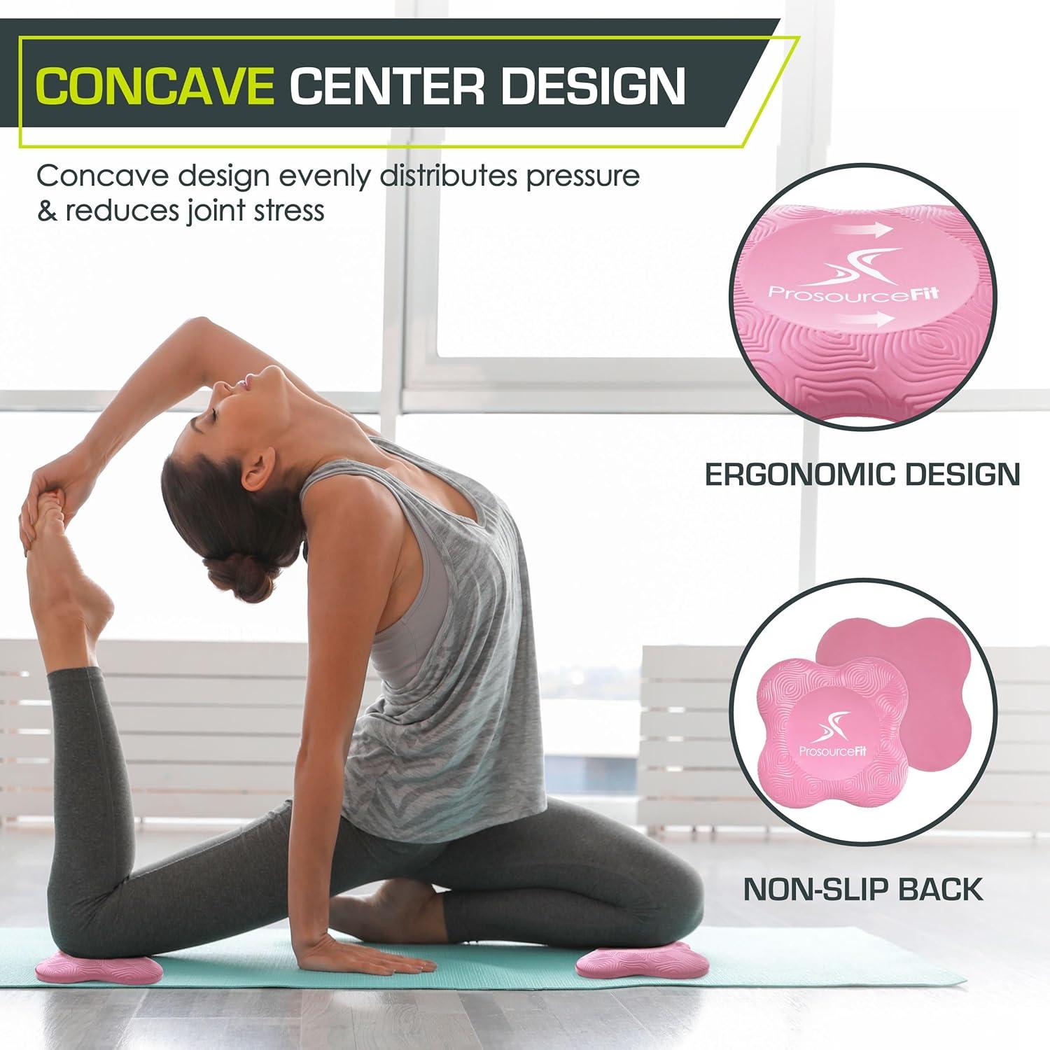imageProsourceFit Yoga Knee Support Pads Set of 2 NonSlip Knee Pad for Yoga Pilates Meditation and Stretching Exercise Yoga Accessories for Knee Support for Men and Women PurplePink