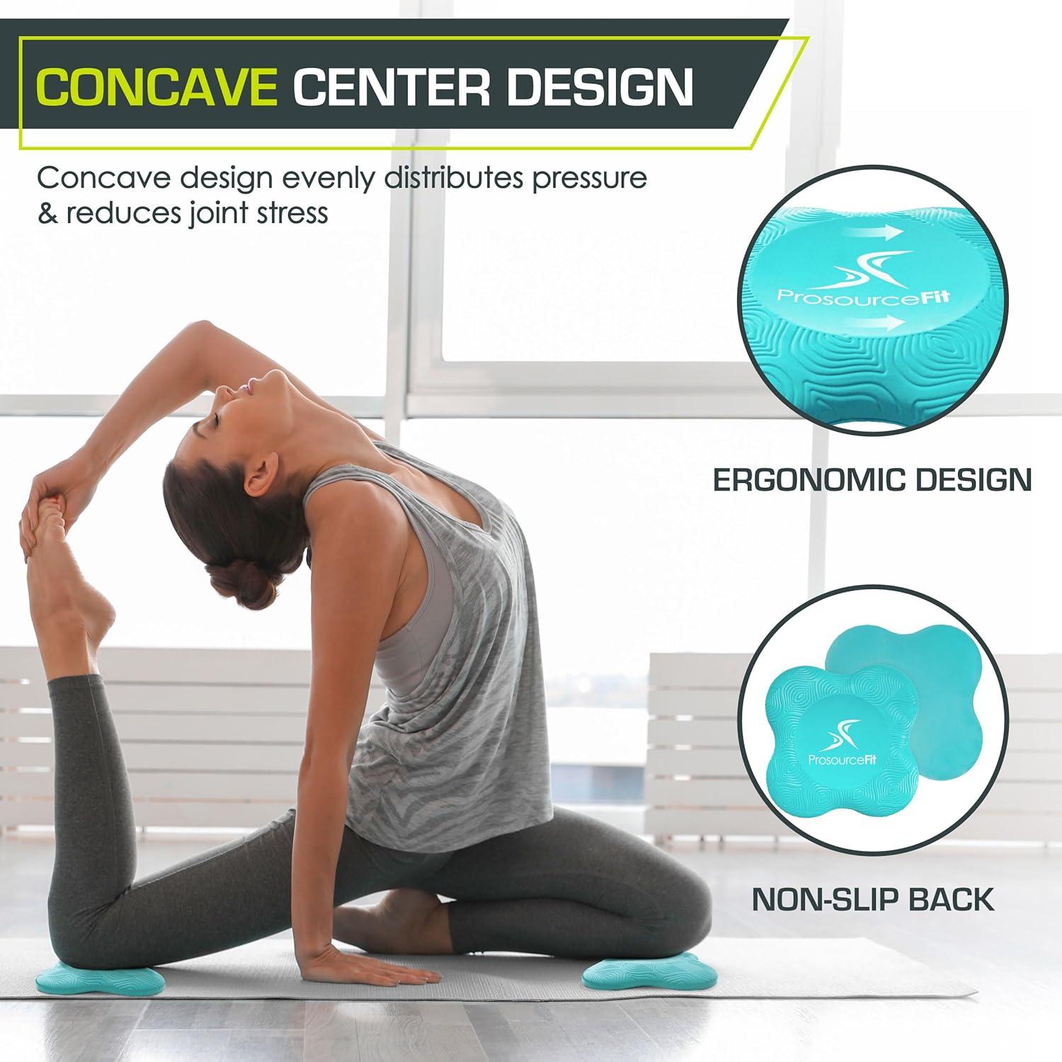 imageProsourceFit Yoga Knee Support Pads Set of 2 NonSlip Knee Pad for Yoga Pilates Meditation and Stretching Exercise Yoga Accessories for Knee Support for Men and Women PurpleGreen