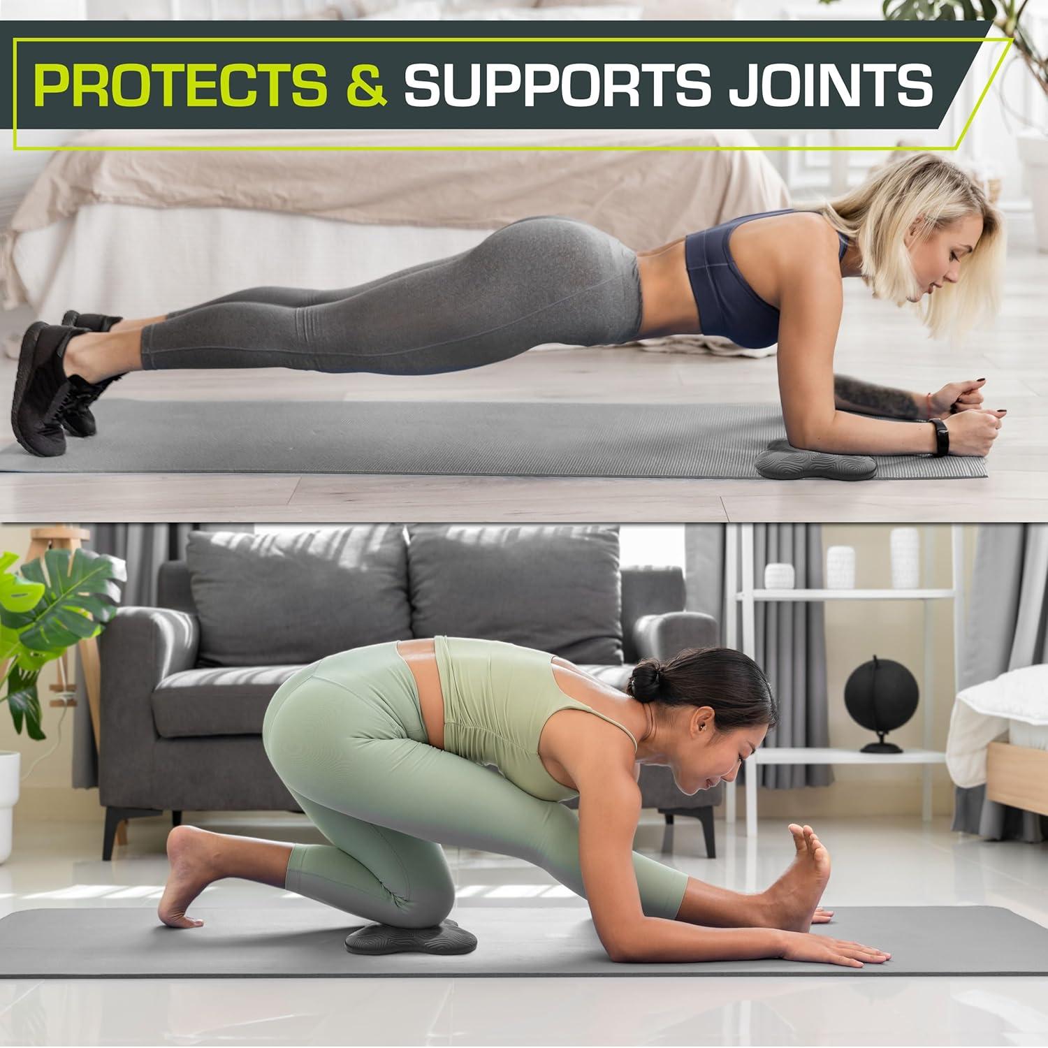 imageProsourceFit Yoga Knee Support Pads Set of 2 NonSlip Knee Pad for Yoga Pilates Meditation and Stretching Exercise Yoga Accessories for Knee Support for Men and Women PurpleBlack