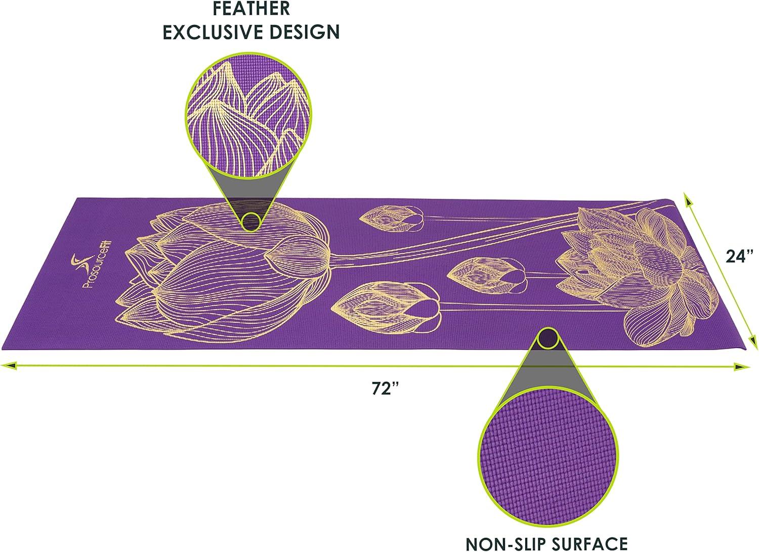 imageProsourceFit Yoga Mats 316 5mm Thick for Comfort ampamp Stability with Exclusive Printed DesignsFloret  Purple