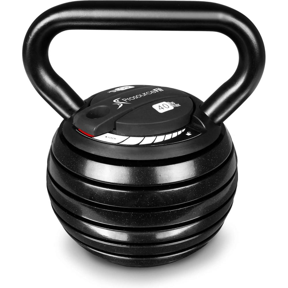 imageProsourceFit Adjustable 40lb Cast Iron Kettlebell Weight Set for Home Gym Strength Training