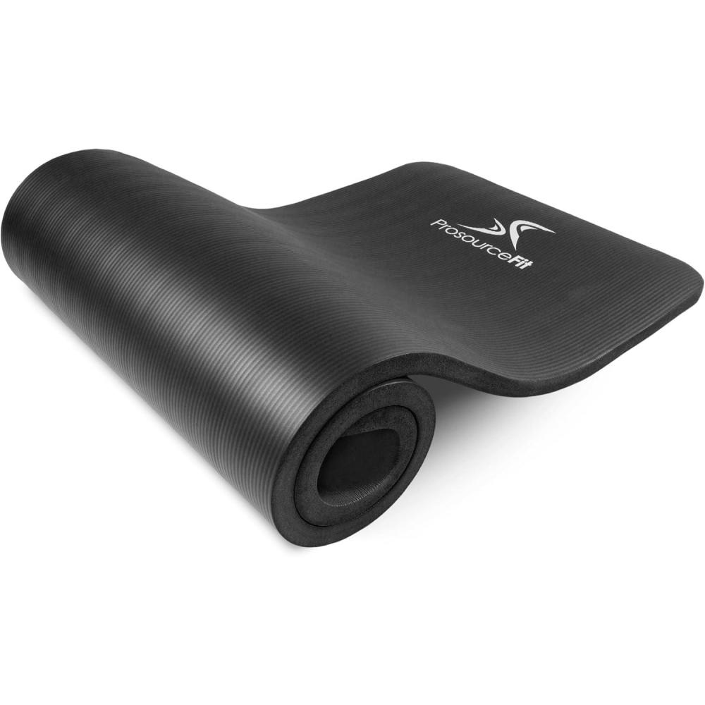 imageProsourceFit Extra Thick Yoga and Pilates Mat  13mm 71inch Long High Density Exercise Mat with Comfort Foam and Carrying StrapBlack