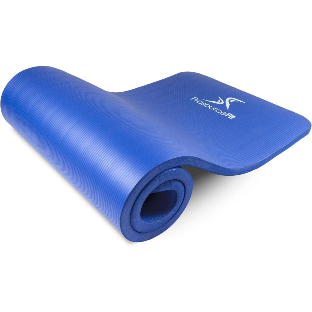 imageProsourceFit Extra Thick Yoga and Pilates Mat  13mm 71inch Long High Density Exercise Mat with Comfort Foam and Carrying StrapBlue