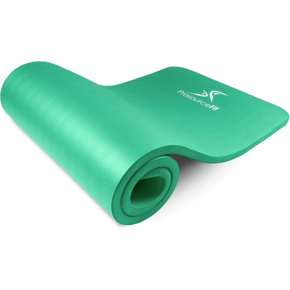 imageProsourceFit Extra Thick Yoga and Pilates Mat  13mm 71inch Long High Density Exercise Mat with Comfort Foam and Carrying StrapGreen