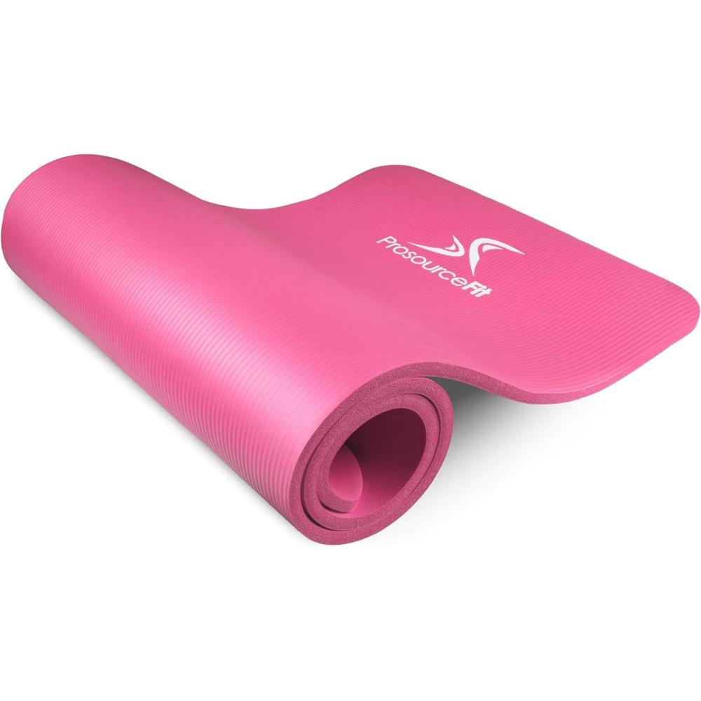 imageProsourceFit Extra Thick Yoga and Pilates Mat  13mm 71inch Long High Density Exercise Mat with Comfort Foam and Carrying StrapPink
