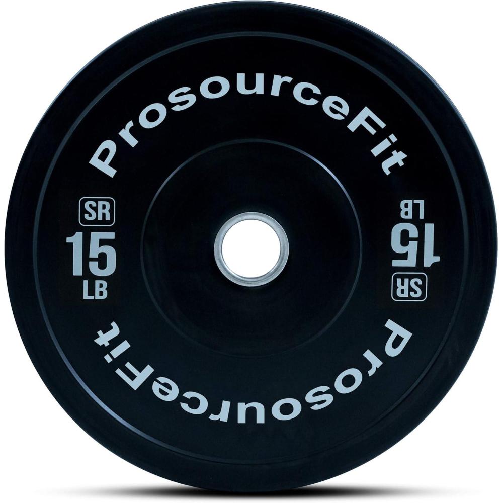 imageProsourceFit Solid Rubber Bumper Plates Sold Individually with Steel Insert 25lb Power Lifting Strength Training15lb