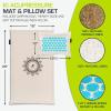 imageProsourceFit Ki Acupressure Mat and Pillow Set with 100 Natural Linen for BackNeck Pain Relief and Muscle RelaxationNatural Aqua