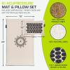 imageProsourceFit Ki Acupressure Mat and Pillow Set with 100 Natural Linen for BackNeck Pain Relief and Muscle RelaxationOnyx Gold