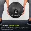 imageProsourceFit Slam Medicine Balls 5 10 15 20 25 30 50lbs Smooth and Tread Textured Grip Dead Weight Balls for Strength and Conditioning Exercises Cardio and Core WorkoutsClassic  Black