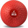 imageProsourceFit Slam Medicine Balls 5 10 15 20 25 30 50lbs Smooth and Tread Textured Grip Dead Weight Balls for Strength and Conditioning Exercises Cardio and Core WorkoutsRed