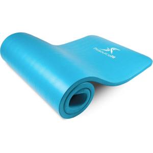 imageProsourceFit Extra Thick Yoga and Pilates Mat  13mm 71inch Long High Density Exercise Mat with Comfort Foam and Carrying StrapAqua