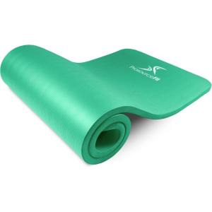 imageProsourceFit Extra Thick Yoga and Pilates Mat  13mm 71inch Long High Density Exercise Mat with Comfort Foam and Carrying StrapGreen