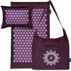 imageProsourceFit Ki Acupressure Mat and Pillow Set with 100 Natural Linen for BackNeck Pain Relief and Muscle RelaxationRoyal Lilac