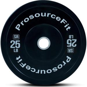 imageProsourceFit Solid Rubber Bumper Plates Sold Individually with Steel Insert 25lb Power Lifting Strength Training25lb