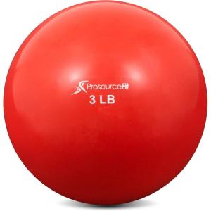 imageProsourceFit Weighted Toning Exercise Balls for Pilates Yoga Strength Training and Physical Therapy 2 lb to 8 lb Color CodedRed 3lb