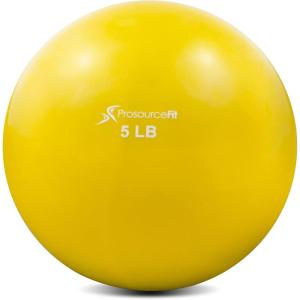imageProsourceFit Weighted Toning Exercise Balls for Pilates Yoga Strength Training and Physical Therapy 2 lb to 8 lb Color CodedYellow 5lb