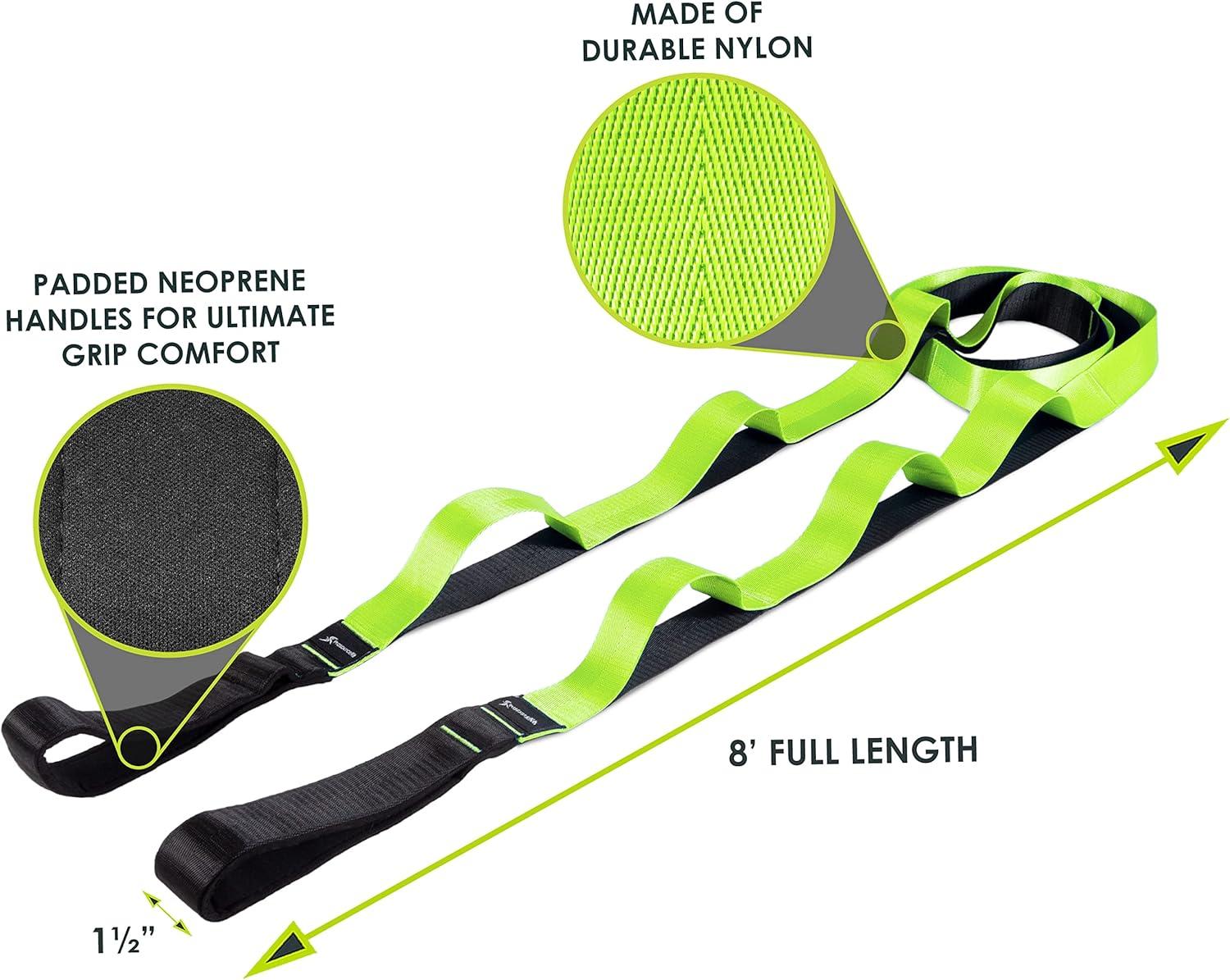 imageProsourceFIt MultiLoop Stretching Strap 8 Ft for Yoga Pilates Physical Therapy Sports Dance ampamp Gymnastics to Improve Posture Increase Flexibility and Mobility 3 dualtoned colors availableGreen