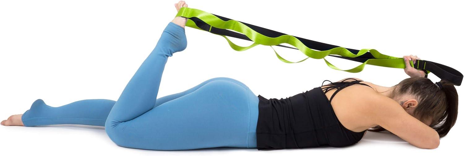 imageProsourceFIt MultiLoop Stretching Strap 8 Ft for Yoga Pilates Physical Therapy Sports Dance ampamp Gymnastics to Improve Posture Increase Flexibility and Mobility 3 dualtoned colors availableGreen