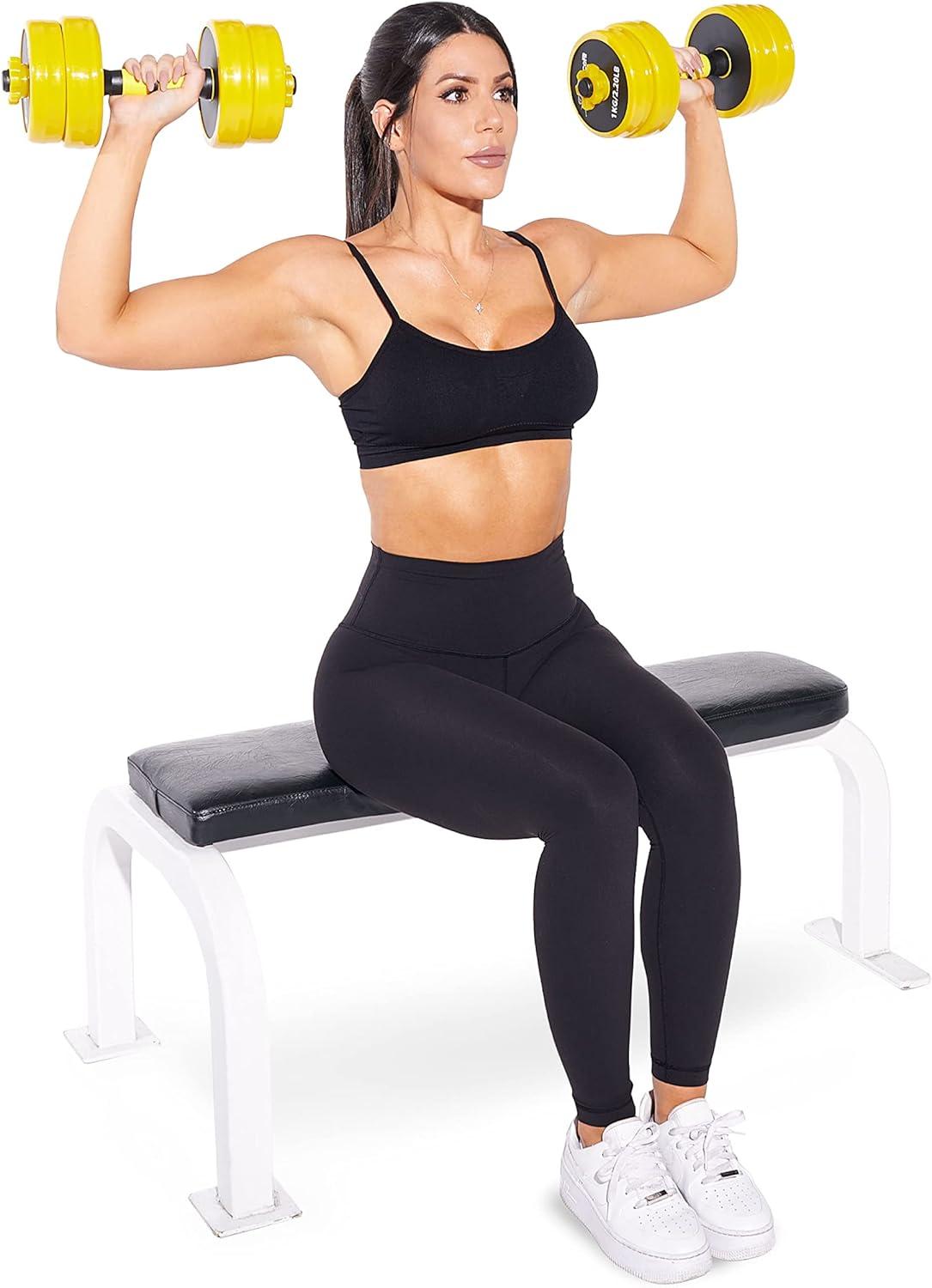 imageProsourceFit Adjustable Dumbbell ampamp Barbell Weight Set 2in1 Free Weights Available 44Lbs Home Gym EquipmentYellow 22lb
