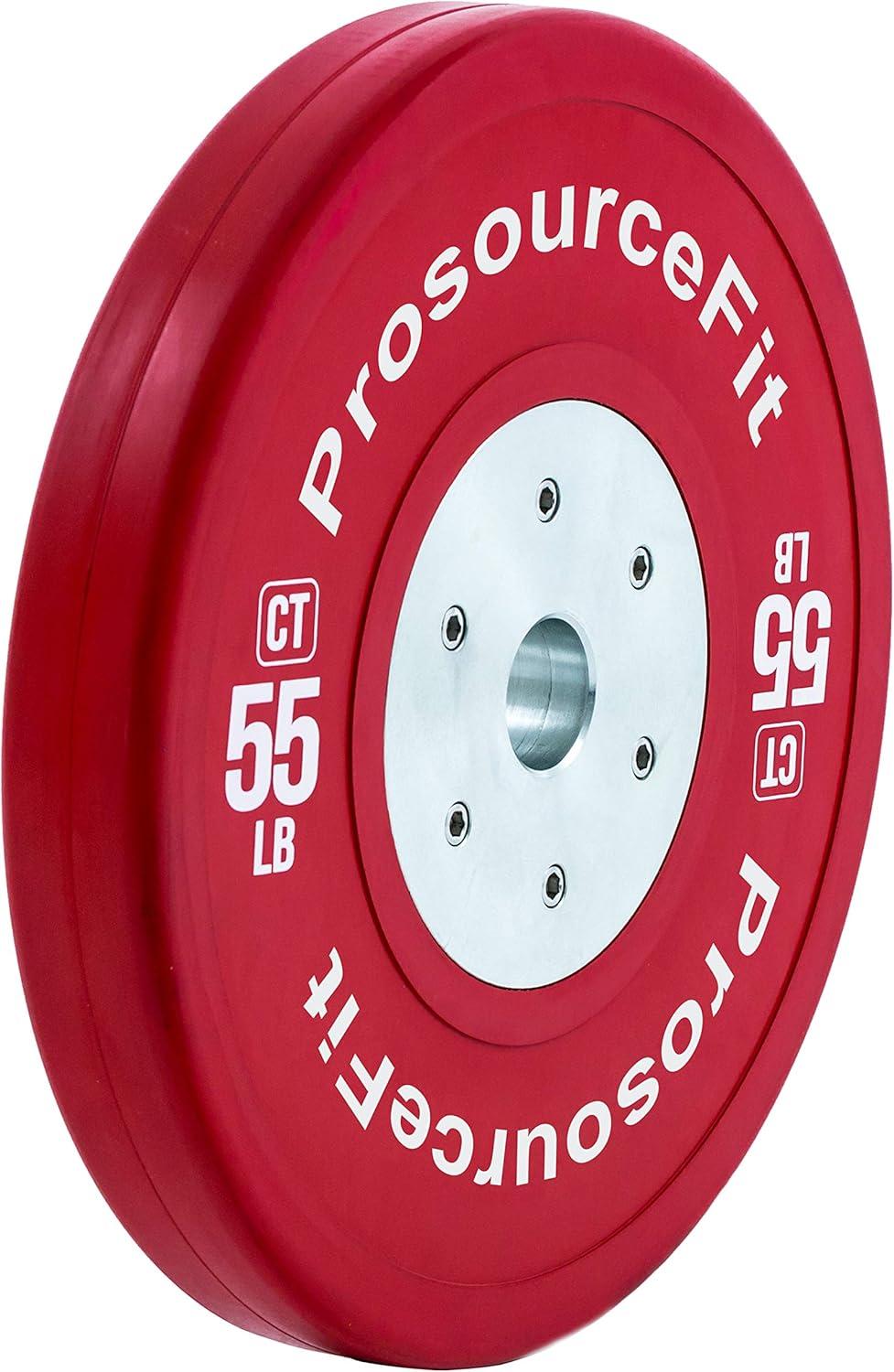 imageProsourceFit Competition Color Training Bumper Plates Rubber with Steel Insert 45lb Calibrated for Cross Conditioning Power Lifting Weight TrainingRed