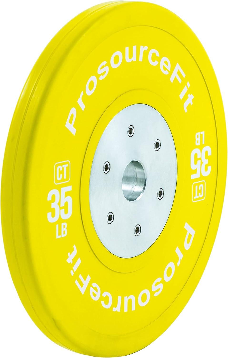 imageProsourceFit Competition Color Training Bumper Plates Rubber with Steel Insert 45lb Calibrated for Cross Conditioning Power Lifting Weight TrainingYellow