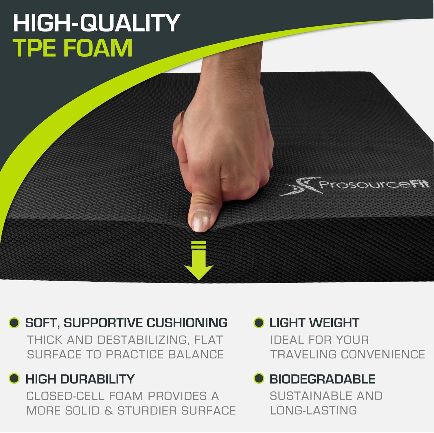 imageProsourceFit Exercise Balance Pad  NonSlip Cushioned Foam Mat ampamp Knee Pad for Fitness and Stability Training Yoga Physical TherapyBlack  L  155 x 1275