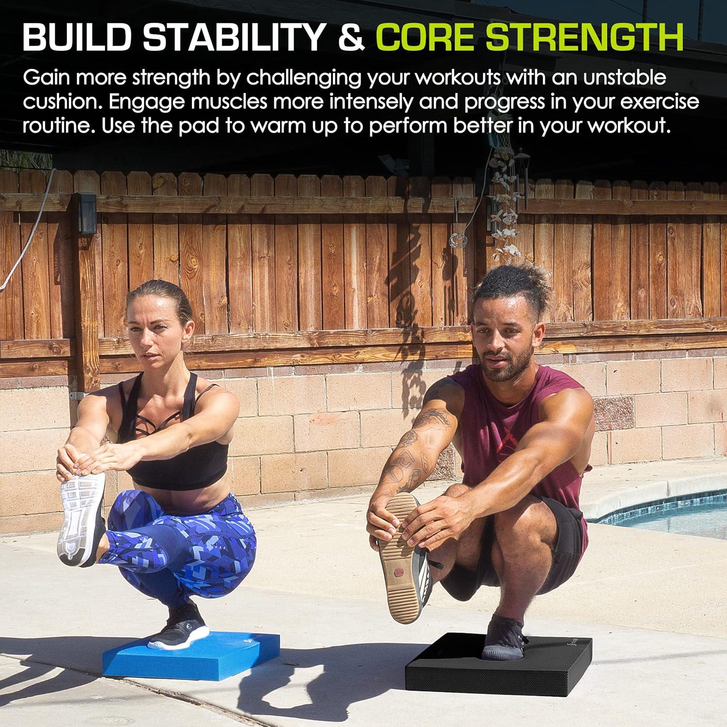 imageProsourceFit Exercise Balance Pad  NonSlip Cushioned Foam Mat ampamp Knee Pad for Fitness and Stability Training Yoga Physical TherapyBlack  L  155 x 1275