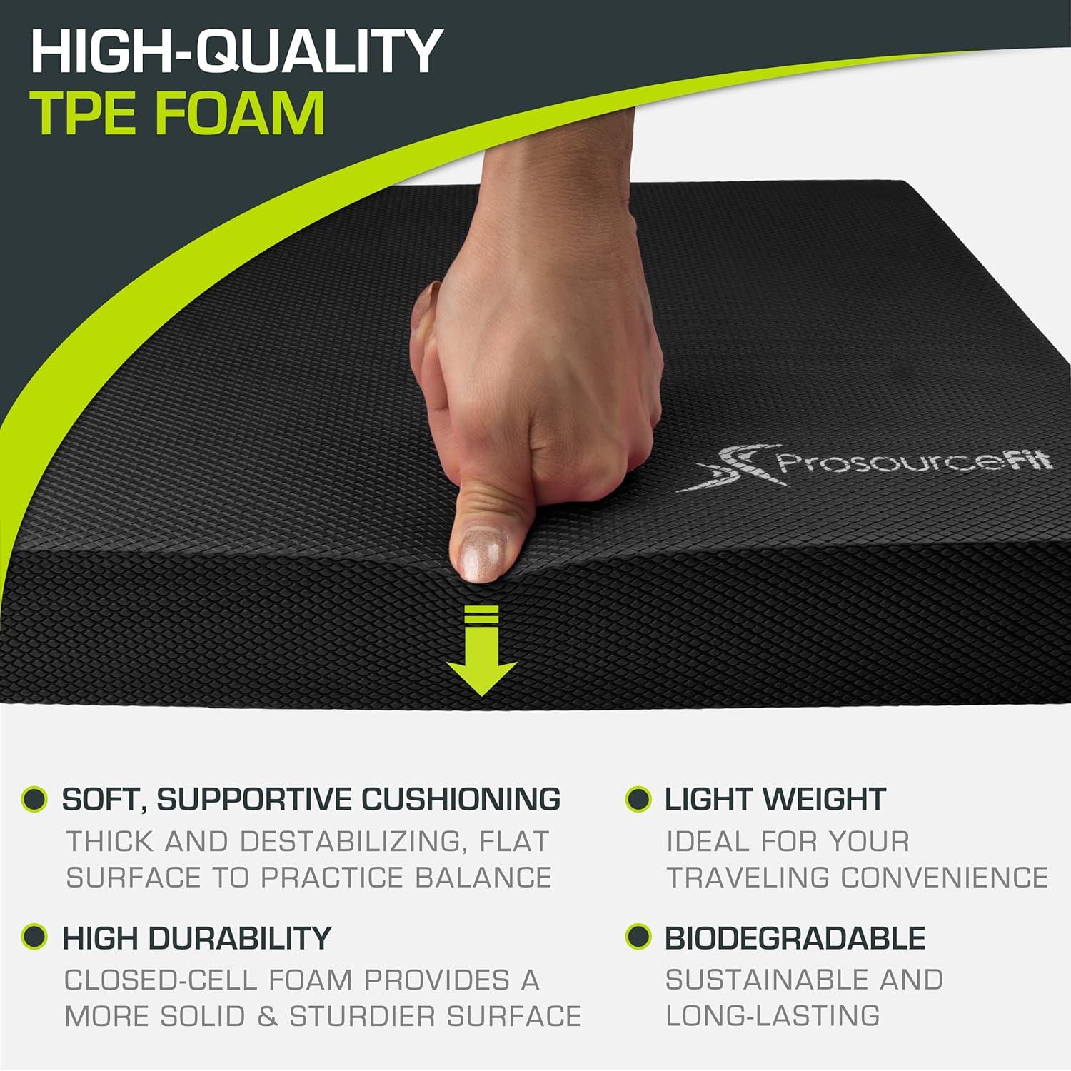 imageProsourceFit Exercise Balance Pad  NonSlip Cushioned Foam Mat ampamp Knee Pad for Fitness and Stability Training Yoga Physical TherapyBlack  XL  1875 x 15