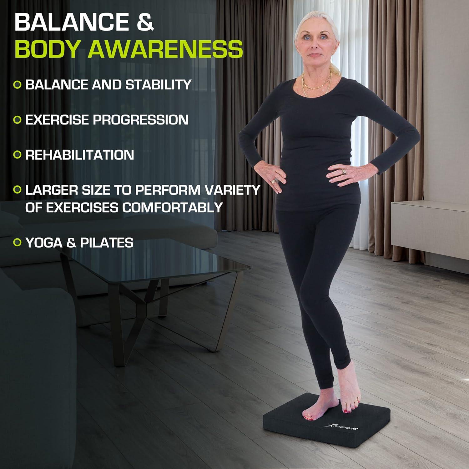 imageProsourceFit Exercise Balance Pad  NonSlip Cushioned Foam Mat ampamp Knee Pad for Fitness and Stability Training Yoga Physical TherapyBlack  XL  1875 x 15