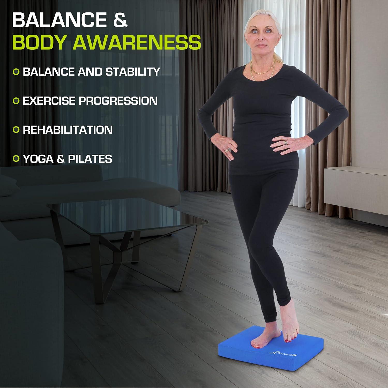 imageProsourceFit Exercise Balance Pad  NonSlip Cushioned Foam Mat ampamp Knee Pad for Fitness and Stability Training Yoga Physical TherapyBlue  L  155 x 1275